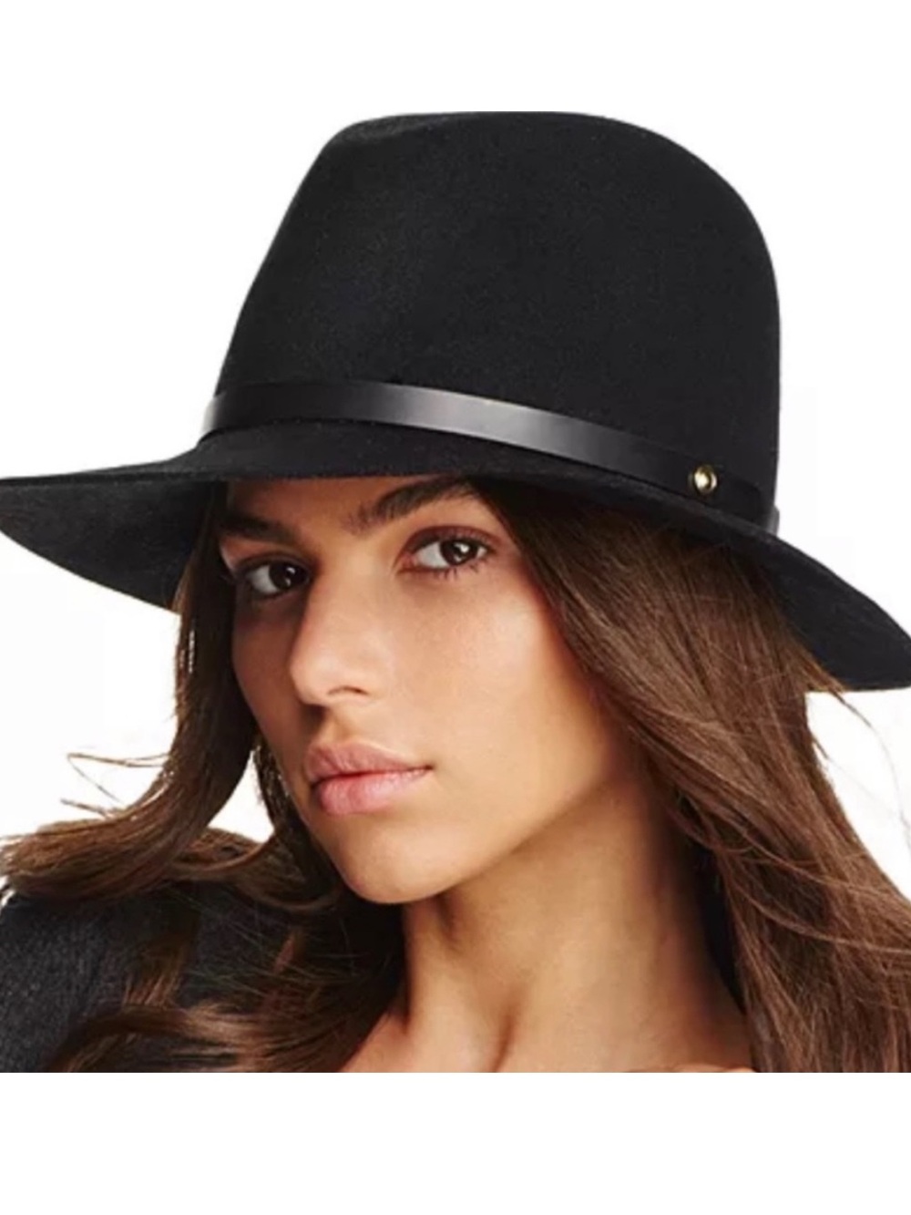 Rag And Bone Floppy Brim Fedora Hat Black Wool Size Small